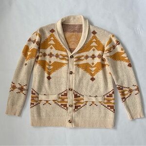 No Brand XL Cream and Brown Western Patterned Sweater